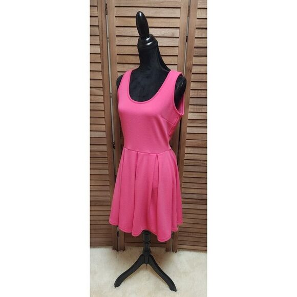 White Mark Solid Pink Sleeveless Knee Length Fit & Flare Womens Large Sundress - Picture 5 of 8